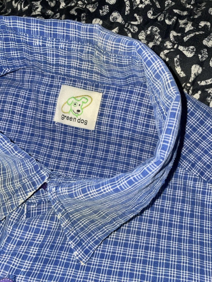 Camisa verde de manga corta con botones para perro talla 14/16 Foto 3 de 4