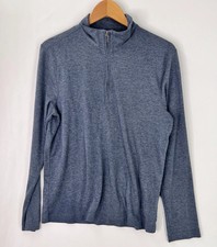 Michael Kors Sweater Men's M Blue Mock Neck Quarter Zip Pullover Classic Casual