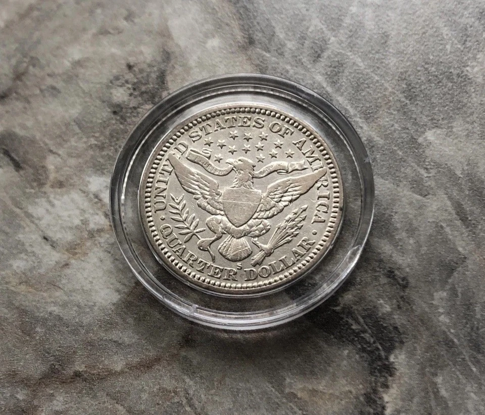 1907-S Silver Barber Quarter In XF Condition. Rare Date and Mint Mark. - Image 4 of 4