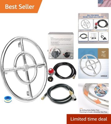 Complete 12 Inch Fire Pit Burner Kit with Easy Installation & Quiet Flame Design