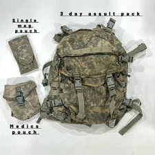 US Army 3 Day Assault Pack Rucksack ACU Digital MOLLE II Includes Extra 3 pouche