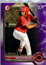 2022 Bowman - Braylin Minier #BP-93 1st Bowman Purple /250 - Reds