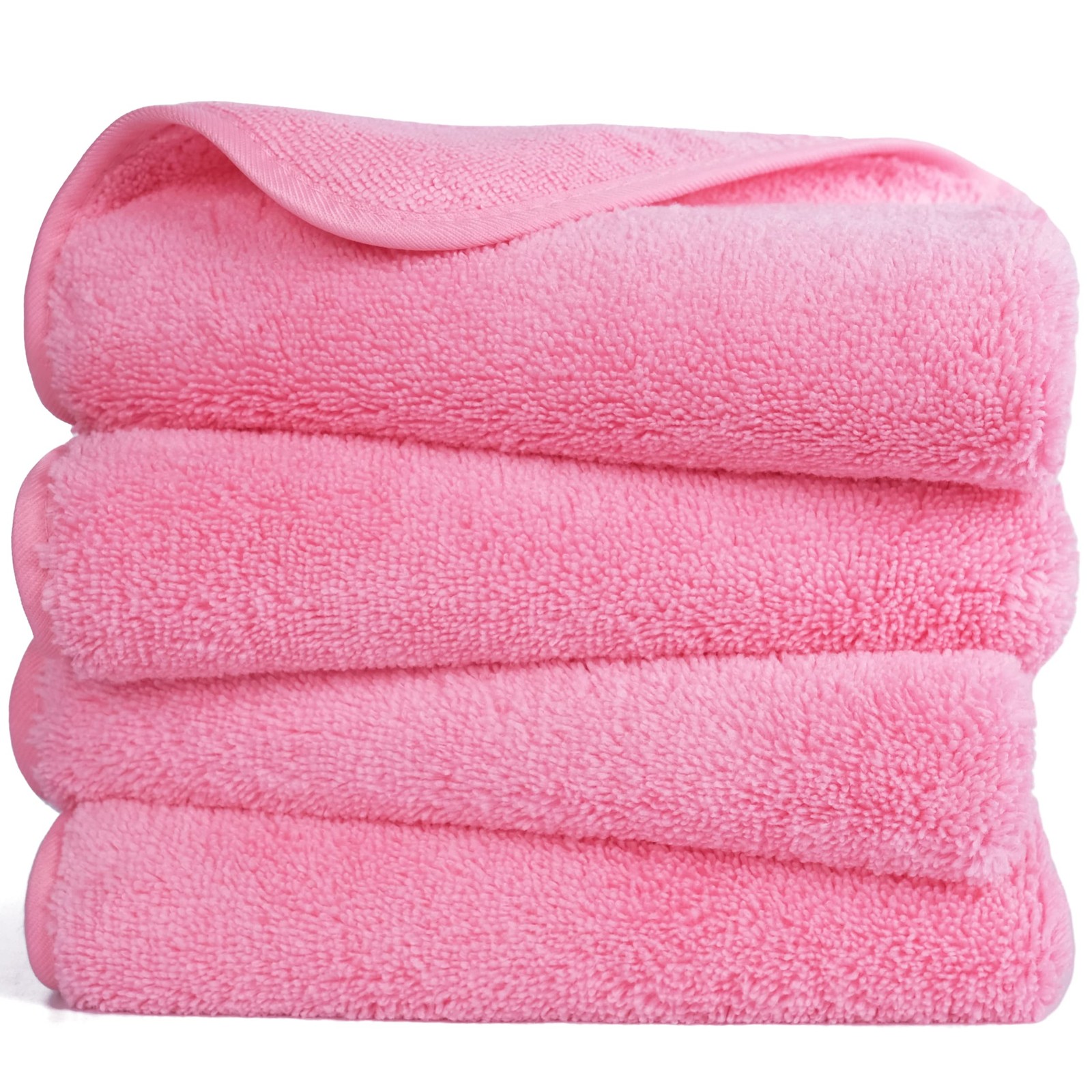 Quick Dry Lint-Free 16x30 Inch Pink Microfiber Hand Towels Set of 4