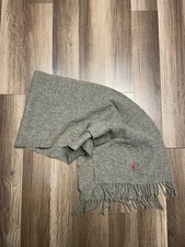 Polo Ralph Lauren Mens Scarf Gray 100 Lambs Wool Made in Scotland Pony