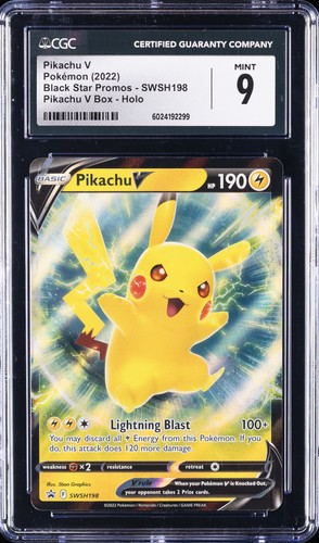 2022 POKEMON BLACK STAR PROMOS PIKACHU V BOX - HOLO #SWSH198 PIKACHU V CGC 9