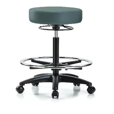 Bench Stool, Hi, Vinyl, Cf, Casters, Blu, Br-Vhbso-Rg-Cf-Rc-8546