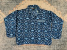 PATAGONIA Synchilla Honeycomb Stone Blue Aztec Snap-T Fleece Pullover Large