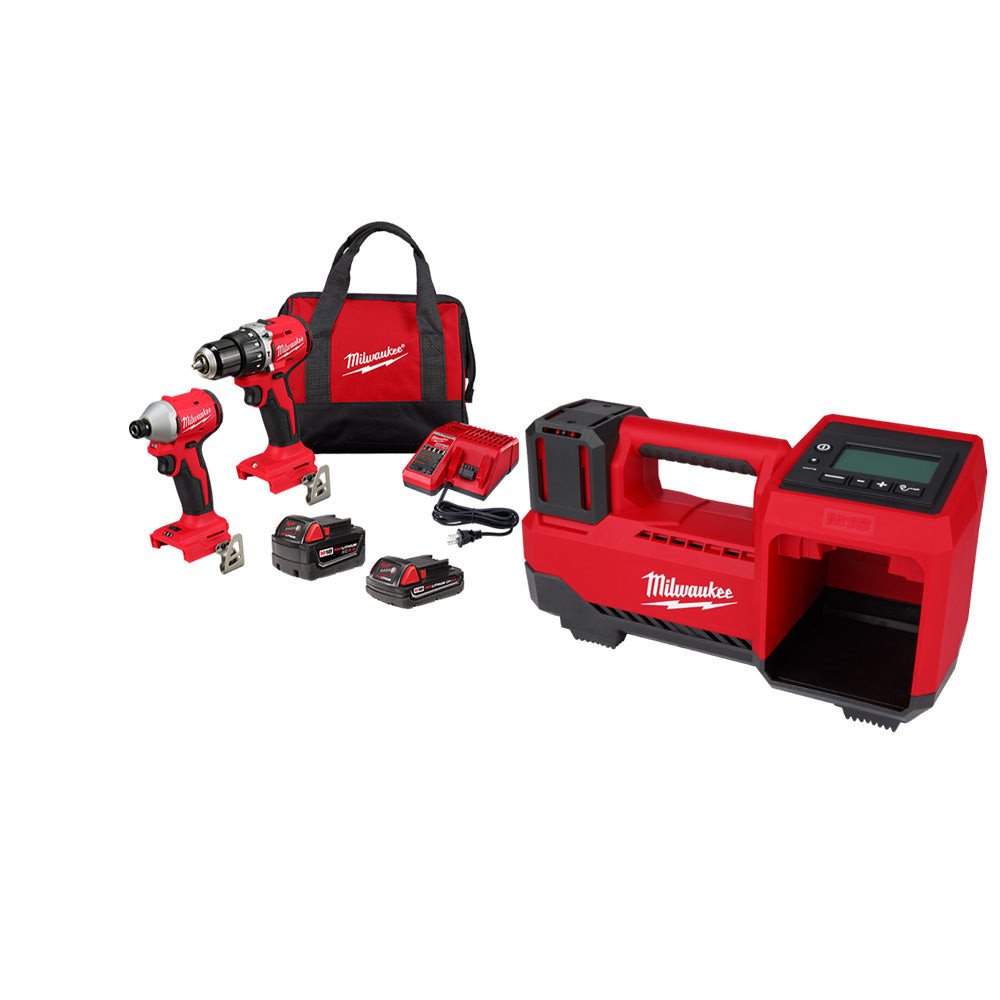 Milwaukee M18 Compact Brushless 2-Tool Combo Kit with Inflator 3693-22CXvTy