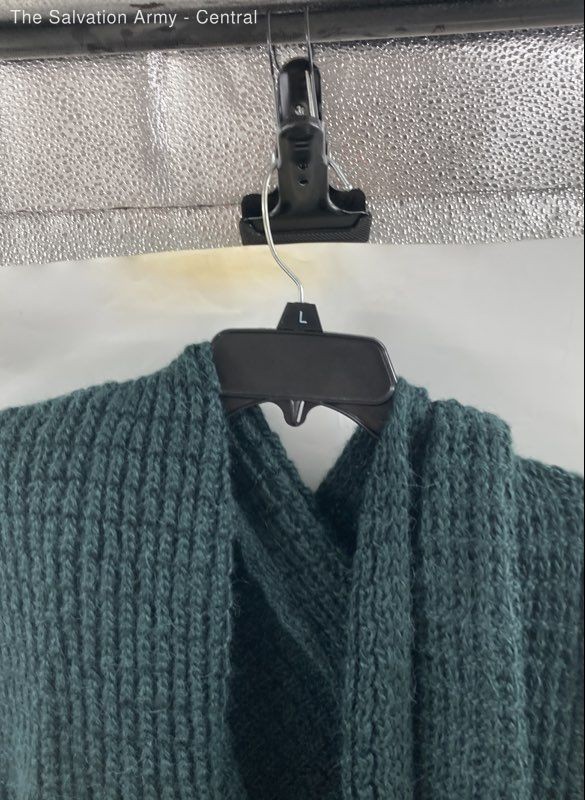 Joan Vass Womens Green V-Neck Knitted Classic Cardigan Sweater Size 1X