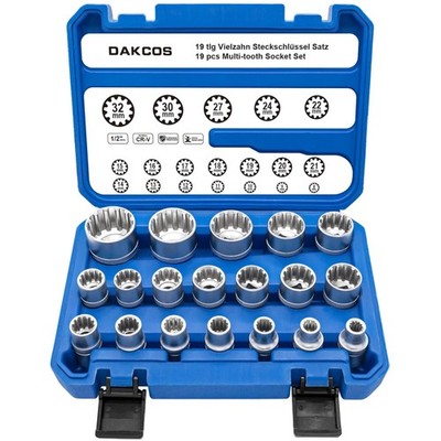 Steckschlüssel Set 19tlg XZN Vielzahn Nusskasten 8-32mm Metall