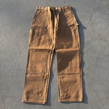 NWT Carhartt Pants Mens 34x32 Brown Duck Double Knee Work Carpenter B01 Made USA
