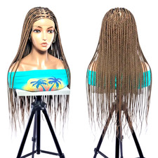 HD Full Lace Cap with Baby Hair. Brown Knotless Braids Braided Wig.