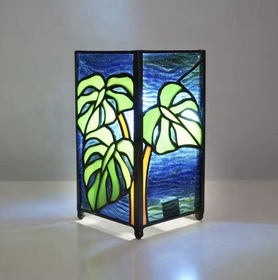 Tiffany Small Lamp Monstera Deliciosa Stained Glass Table Lamp Monstera  Swiss... | eBay