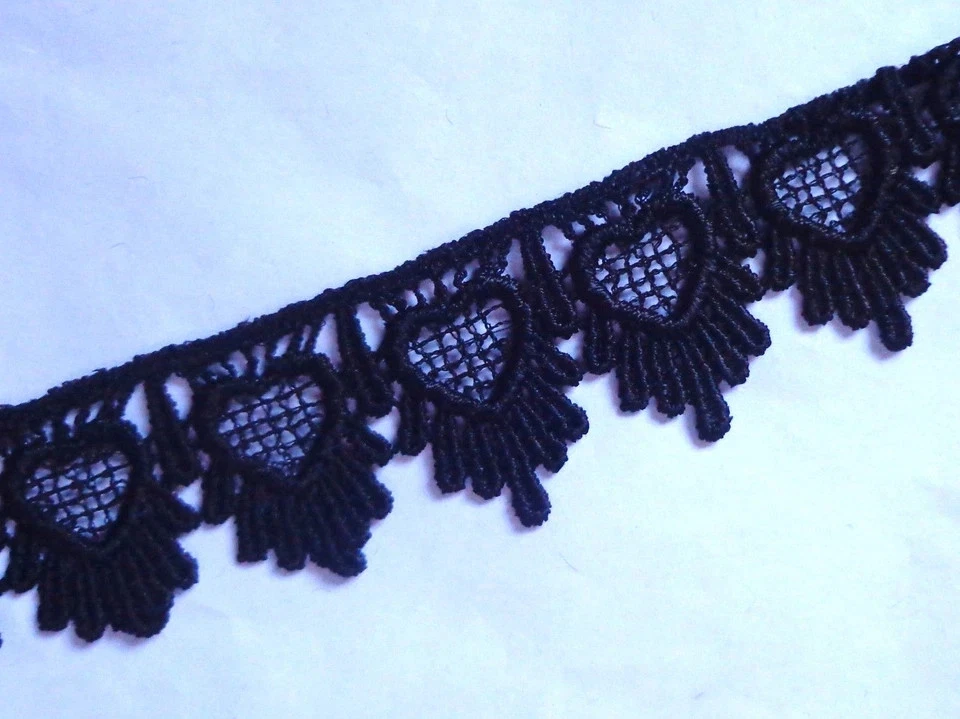 Venise Lace, 1+3/8 inch wide black color selling by the yard - Image 2 of 2