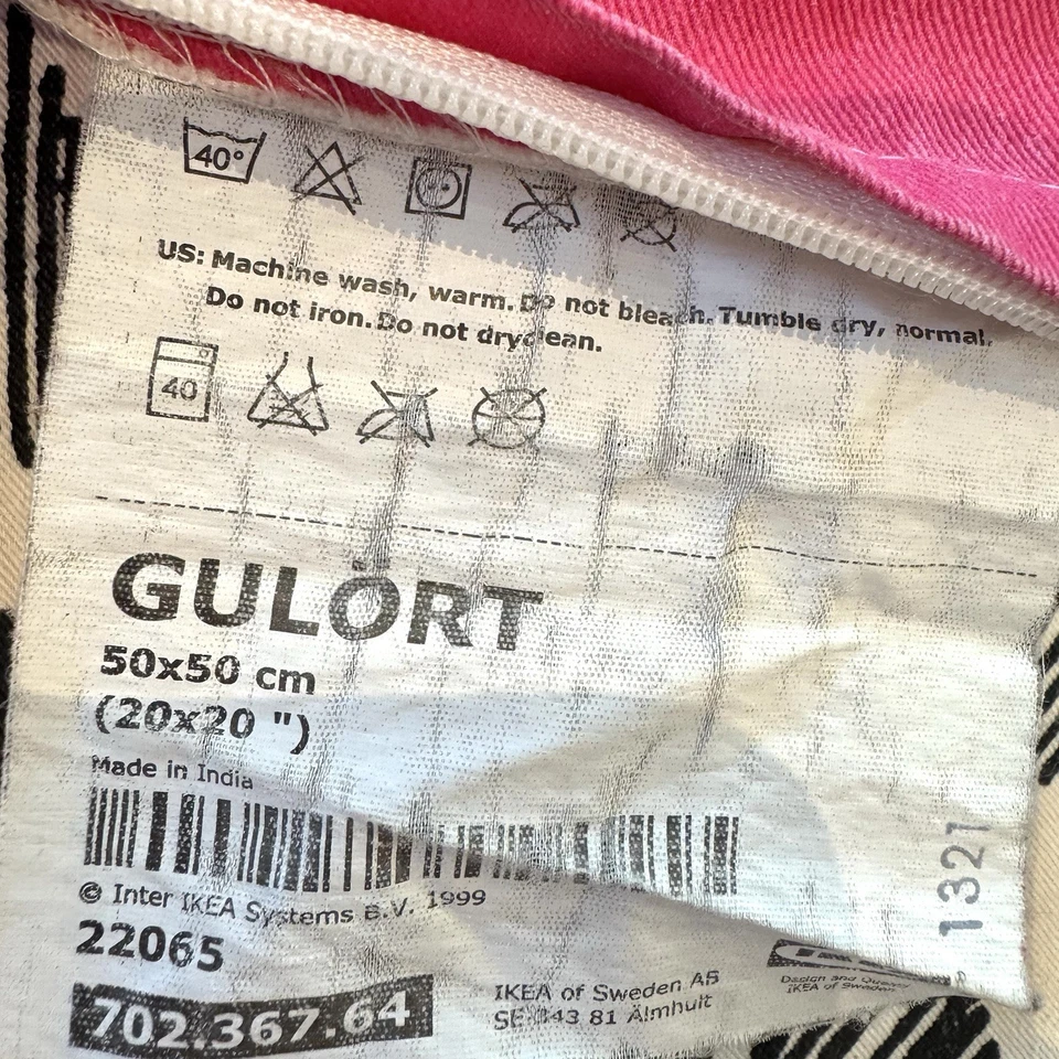 Ikea Gulort Owl Pillow Covers (2) Pink Black 20" x 20" Zip Closure Modern Artsy - Image 3 of 3