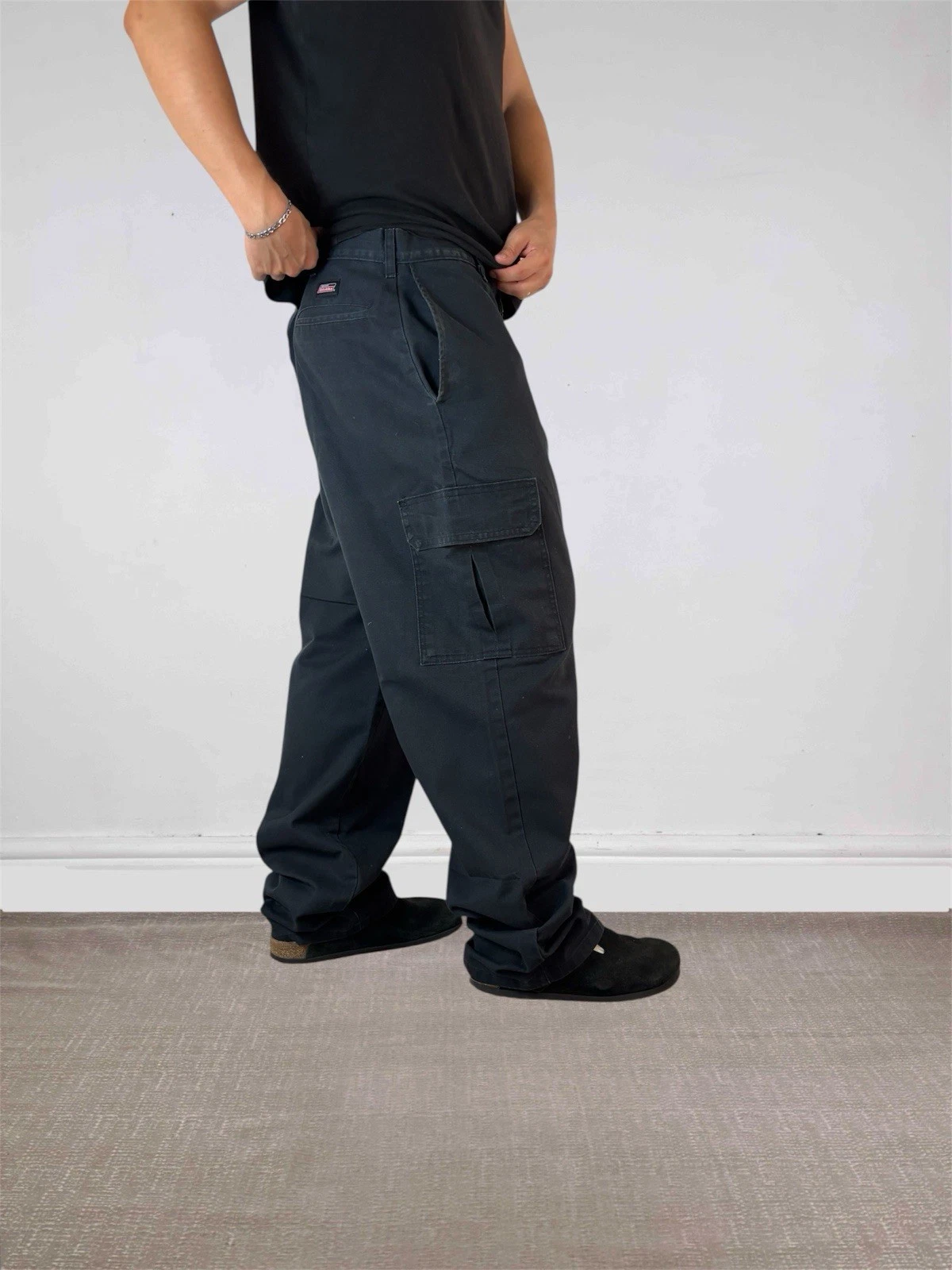 Dickies Cargo Trousers Mens Size W36 L32 Black Designer Vintage Workwear 90s Y2K