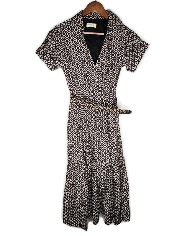 OFF WHITE Abito Nicholas Amina in seta di cotone nero e bianco sporco taglia 0