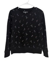 Black Floral Print Pullover Sweatshirt Size XL 16