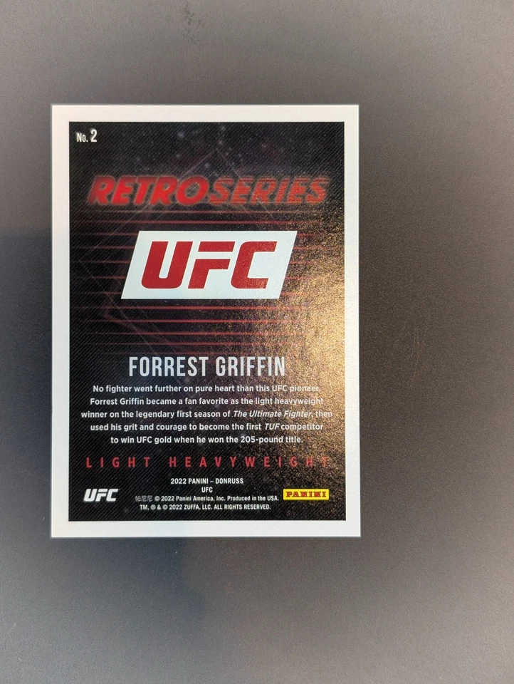 2022 Donruss Panini UFC Forrest Griffin Retro Series Purple Laser #'d 49/99 HOF - Image 2 of 2