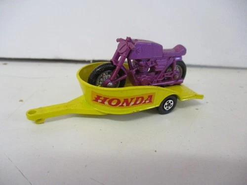 Matchbox Lesney Superfast SF38 Honda Motorcycle & Trailer- PURPLE cycle, loose