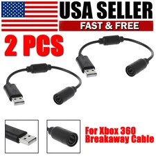 2Pcs Breakaway Cable Adapter for Xbox 360 Controller on PC USB Wired Dongle Cord