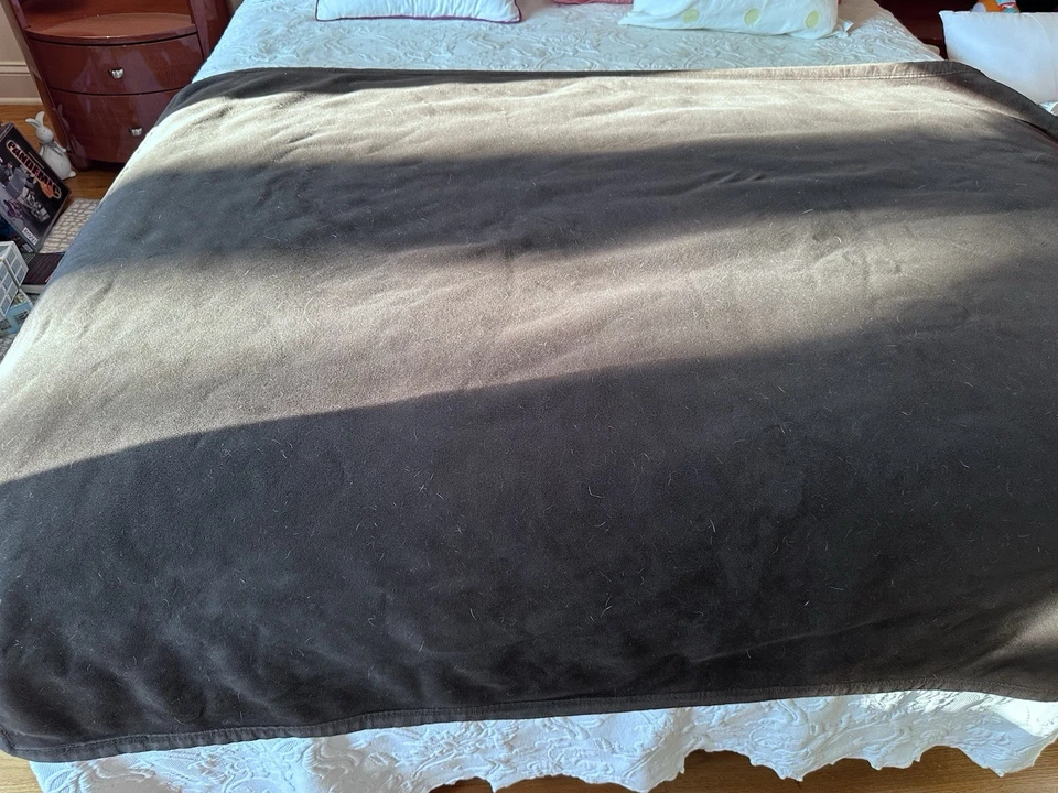 Acogedora manta reversible de felpa de piel sintética POTTERY BARN 50 x 60 marrón guepardo Foto 2 de 4