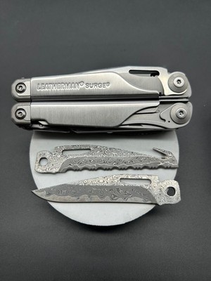 Compatible with Leatherman Surge   Damascus Steel Blade & Saw Set, VG10 Main Cut