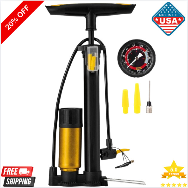Bike Floor Pump with Gauge,Bike Pump High Pressure 160 Psi,Bicycle Pump with Air
