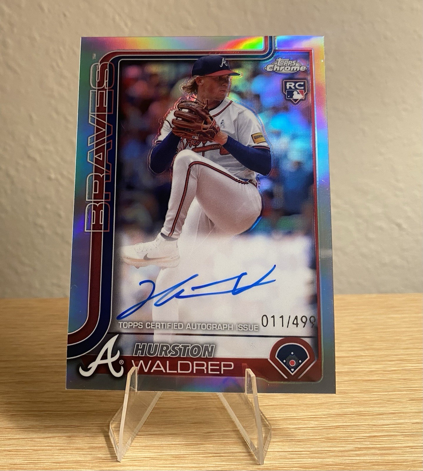 2025 Topps Chrome Rookie Auto Hurston Waldrep #RA-HW Refractor /499 RC Braves