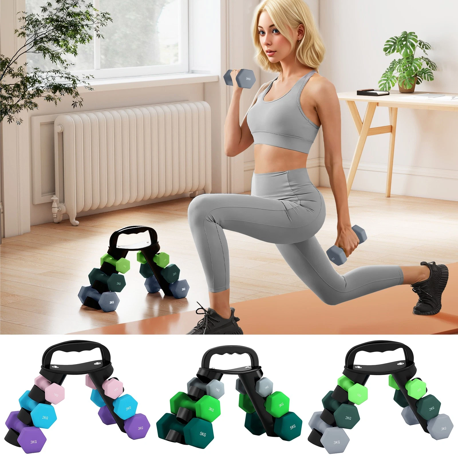 Dumbbells Set with Carry Storage Rack
Opens in a new window or tab