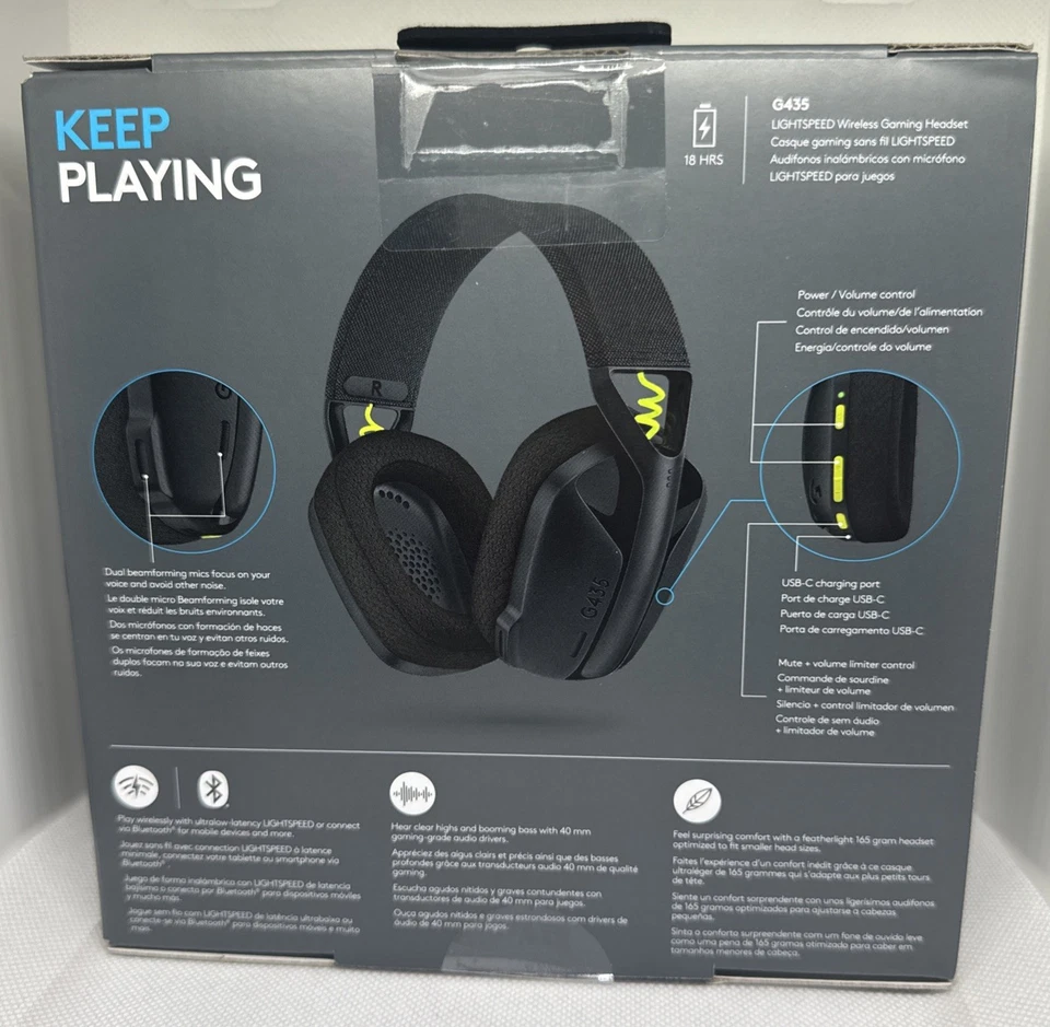 Logitech G435 Ultra-light Lightspeed Wireless Bluetooth Gaming Headset - BLACK - Image 4 of 4