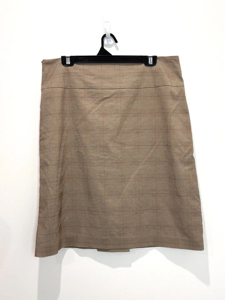 Esprit Womens Skirt 14 Brown Plaid Tartan Check Front Pleat Business Office — 第 4/4 张图片