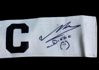 Maglia Calcio Napoli Vintage Fascia Capitano Maradona Autografata Anni 80 Big C