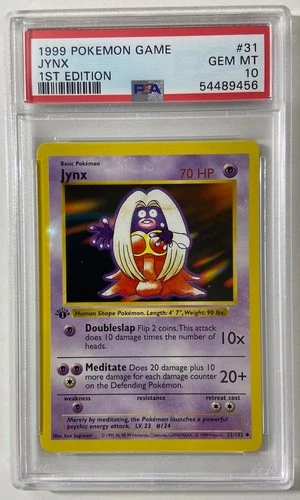 Pokemon - Base Set 1st Edit. 1999 Shadowless "JYNX" PSA 10 GEM/MT #31/102.