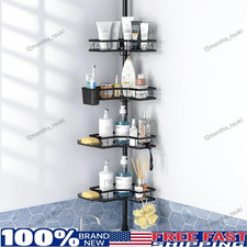 4-tier Adjustable Corner Shower Caddy Organizer with Hook Rustproof Tension Pole