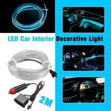 2M/200CM 12V Atmosphere Car Light Strip Light Lamp Bar Glow Line Super Bright US
