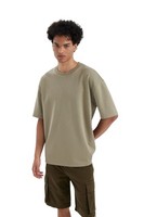 Herren T-Shirt DeFacto Basic T. Khaki GrößE M Baumwolle Kurzarm