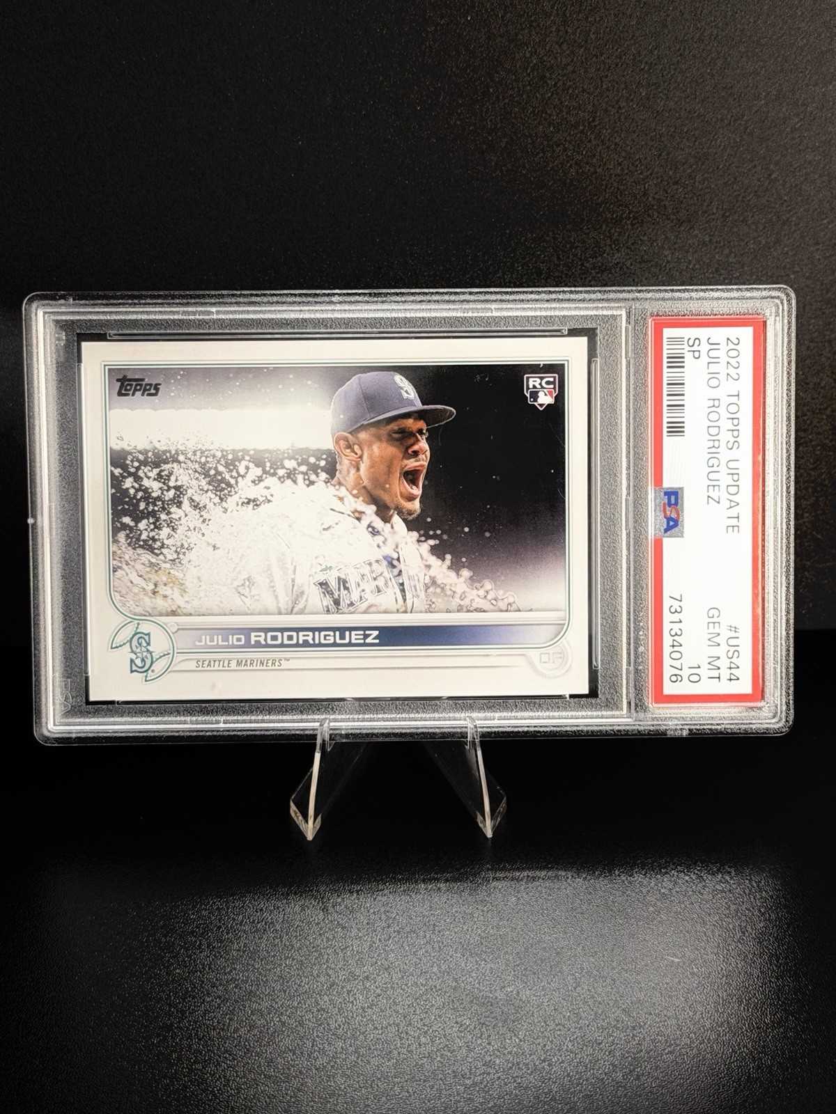 2022 Topps Update Julio Rodriguez #US44 SP RC Rookie PSA 10 GEM MINT Mariners view 1