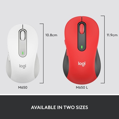 Logitech Signature M650 L Red Full Size Wireless Mouse for Large Sized Hands - Picture 6 of 7