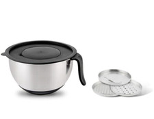 4-qt Stainless Steel Mixing Bowl w/ Lid Non-Slip Bottoms and Handle + 3 Graters