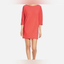 Leith Coral Quarter Sleeve Shift Dress - Size Medium