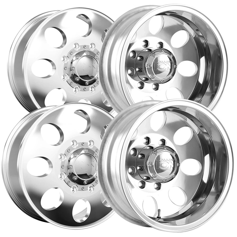 Set-4) Ion 167 Dually 17x6.5 8x6.5 8x165.1 -142mm Polished Wheels