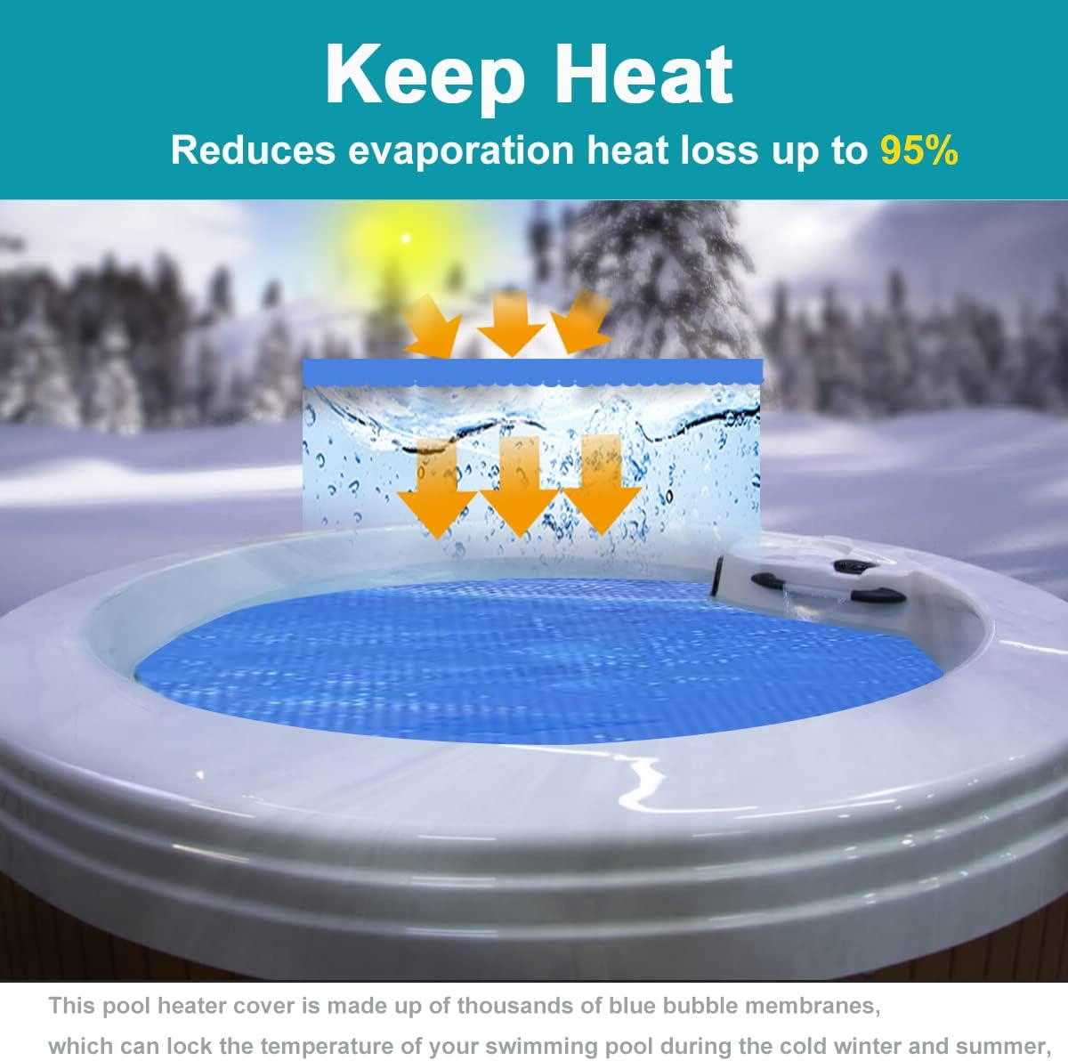 Hot Tub Thermal Blanket Bubble Cover 6Ft X 6Ft,Spa Solar Blanket,Hot