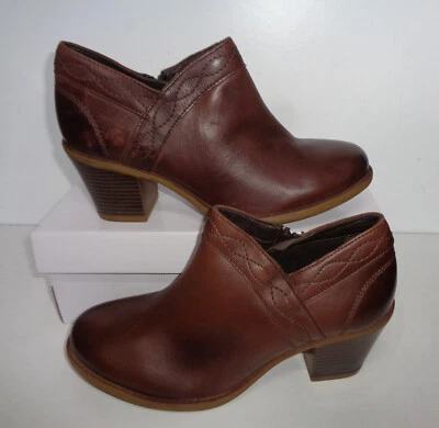 EARTH Leather Ladies Brown Womens New Ankle Boots Zip Shoes Western RRP £90 Sizes 4-9