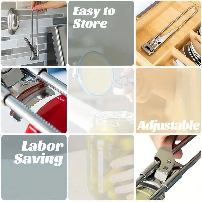 Abridor de latas ajustable multifuncional de acero inoxidable tapa tarro pinza cocina Foto 4 de 4