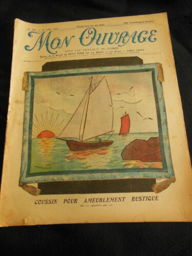 Mon ouvrage 1933 n°250 aube en filet d'Art, pochettes brodées liserons - Photo 1/12