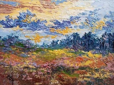 Original Countryside Impressionist Oil Painting textured artwork Landscape art