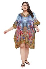 Caftan Dress Kimono Sleeves Plus Size V-Neck Tunic Top Boho Hippy Beach Sundress