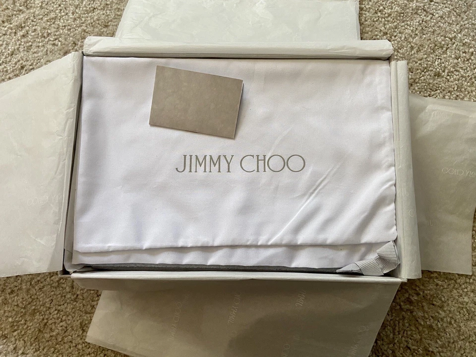 Zapatos de salón Jimmy Choo Karmel 85 EU 38 platino gamuza cristal malla tacones altos Foto 3 de 4