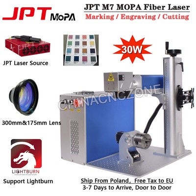 30W JPT M7 Mopa Fiber Laser Marking Engraving Machine Color Marking Rotation EU